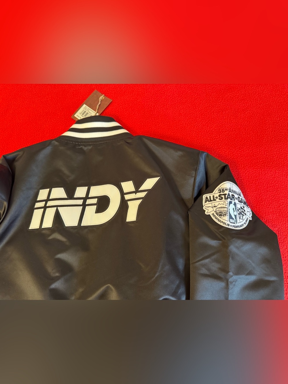 NWT Mitchell & Ness NBA All-Star 2024 INDY Satin Bomber Jacket Mens L $150